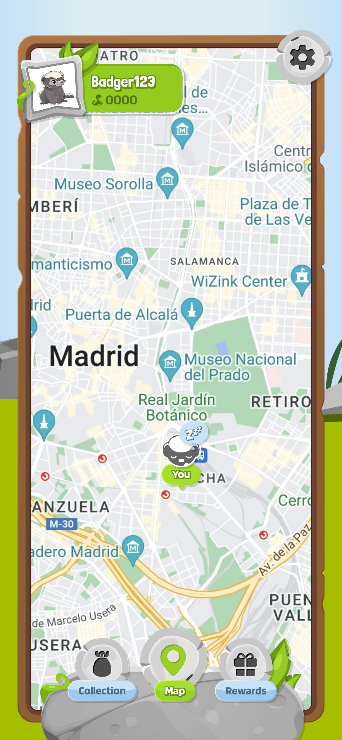 The Badger Town city map of Madrid with discoverable targets