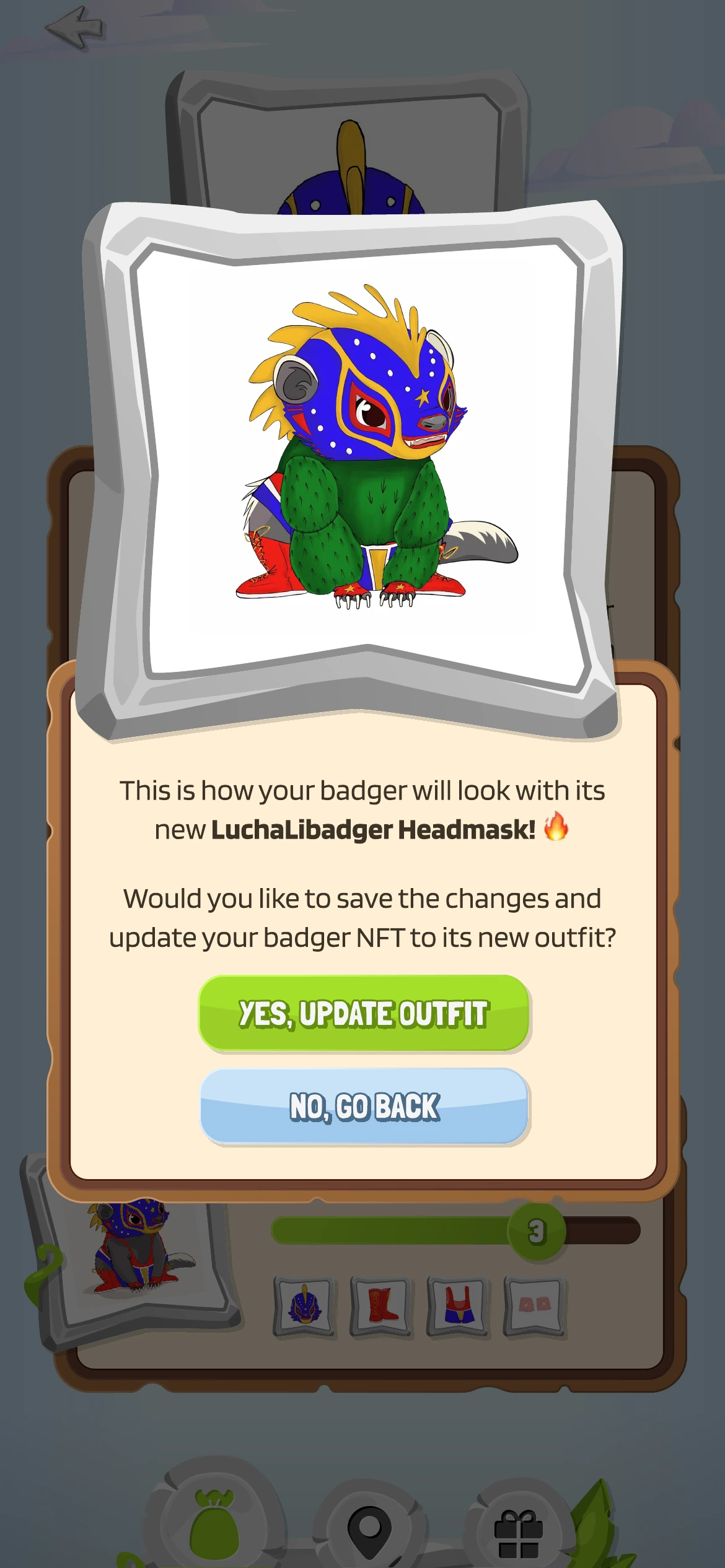 A preview of how the Badger will look, asking to confirm the update