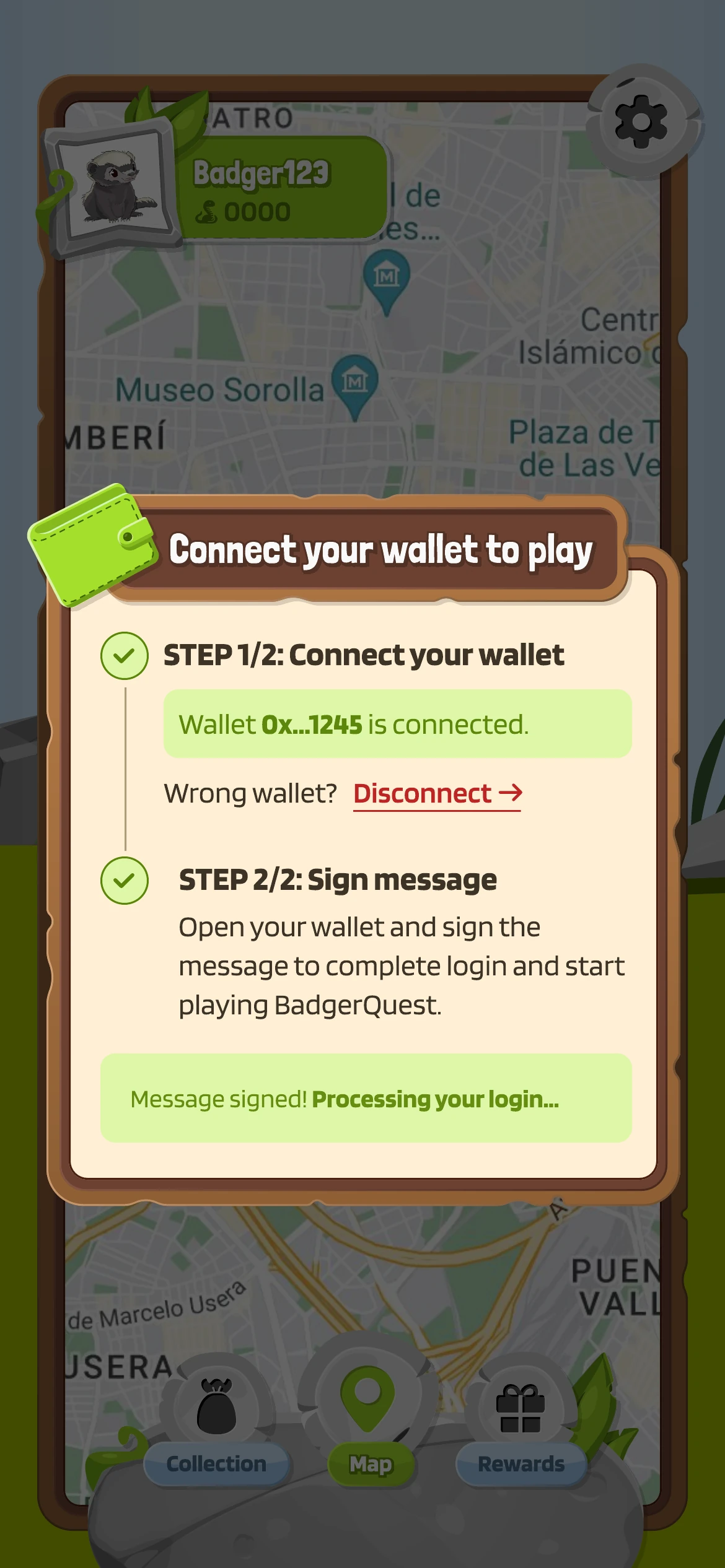 Step one of two: connect your wallet