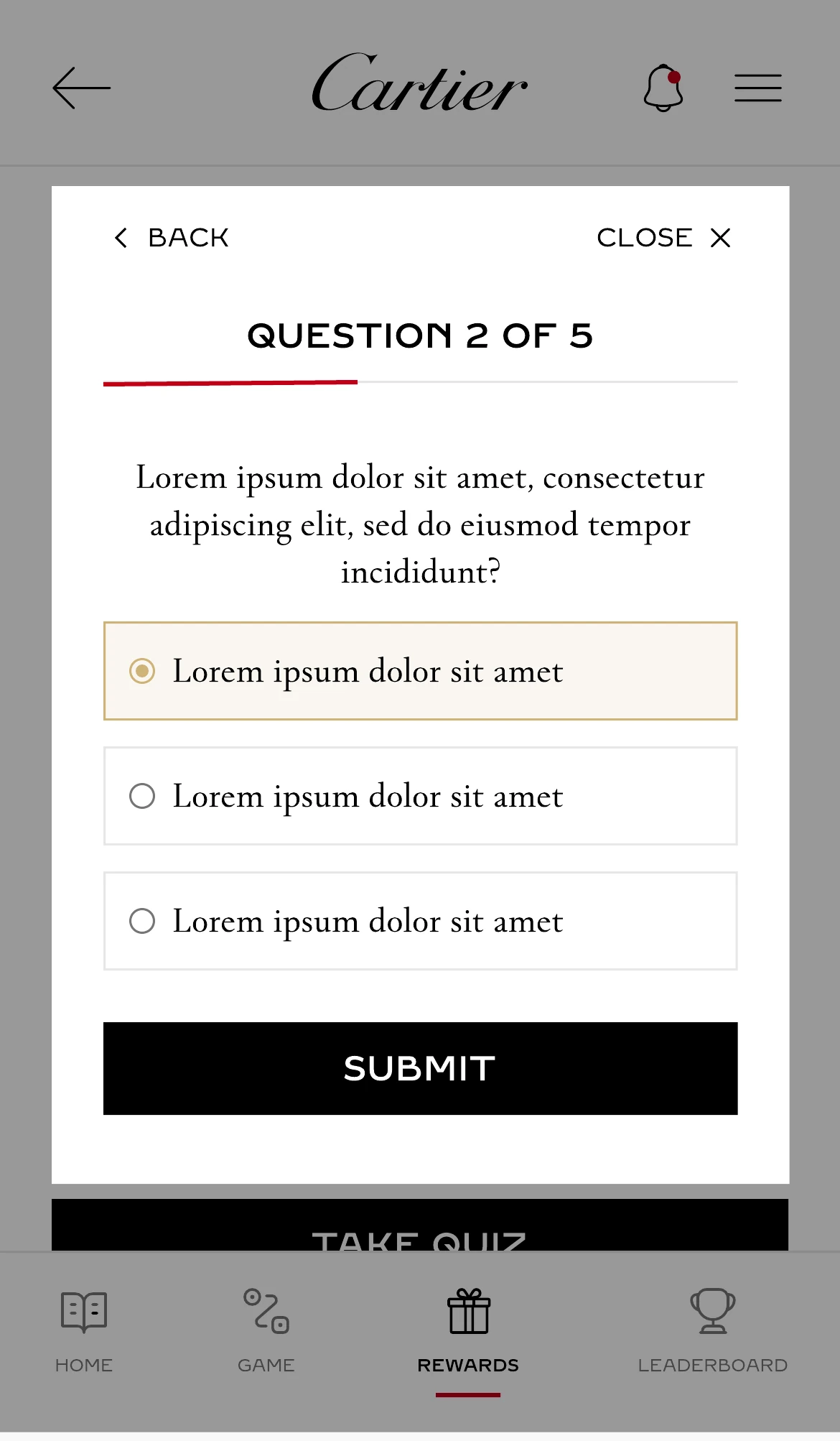 A quiz question with single-select answers