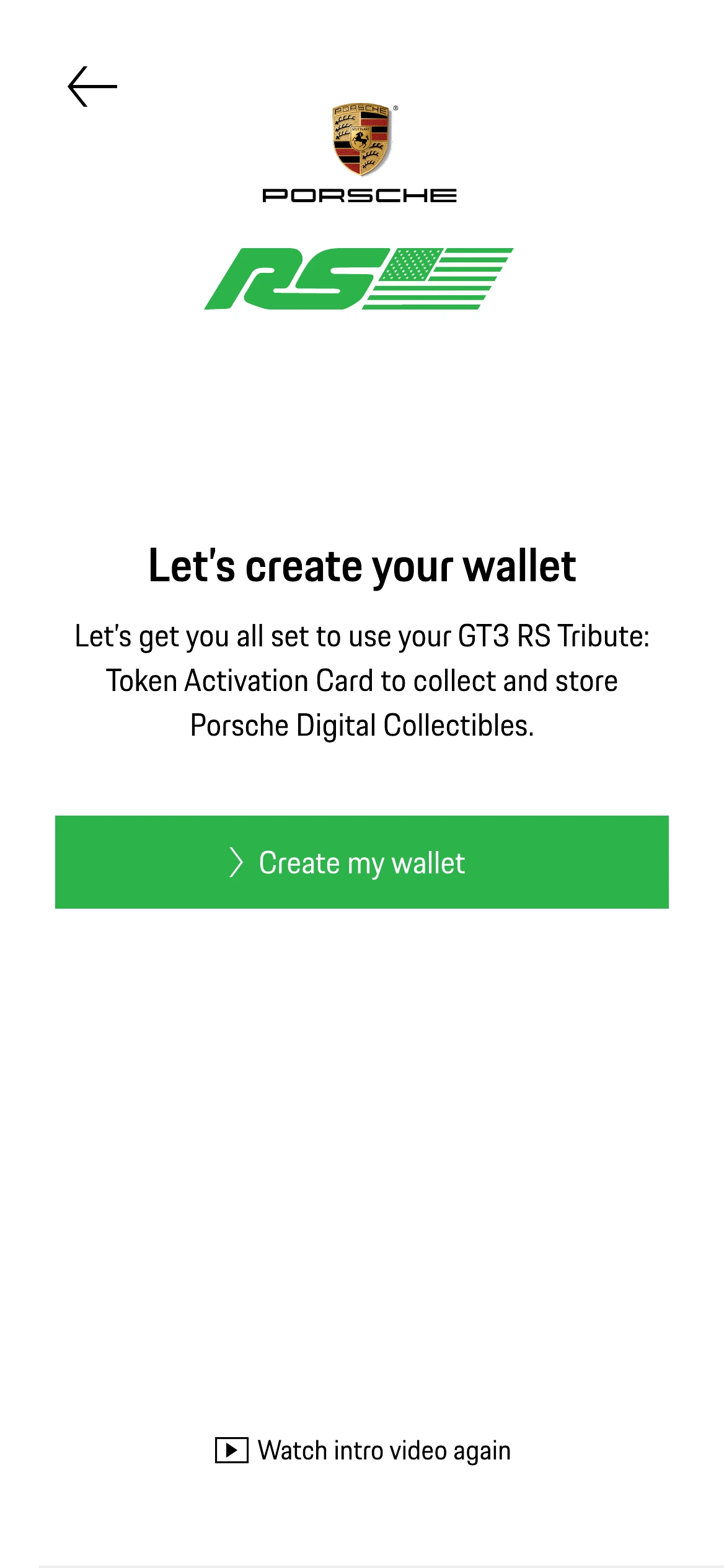 Let’s create your wallet, with a single Create my wallet action