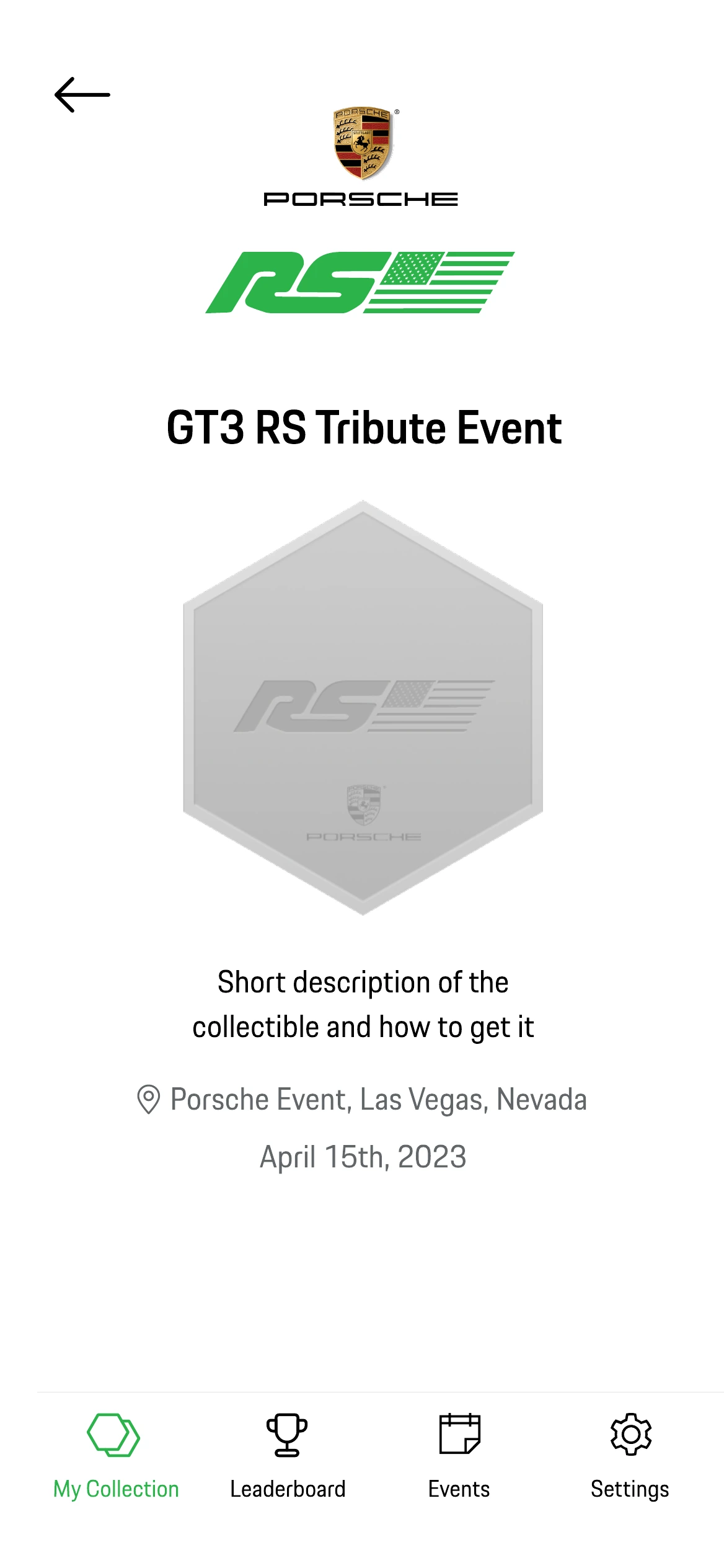 A greyed-out collectible from an event the owner did not attend