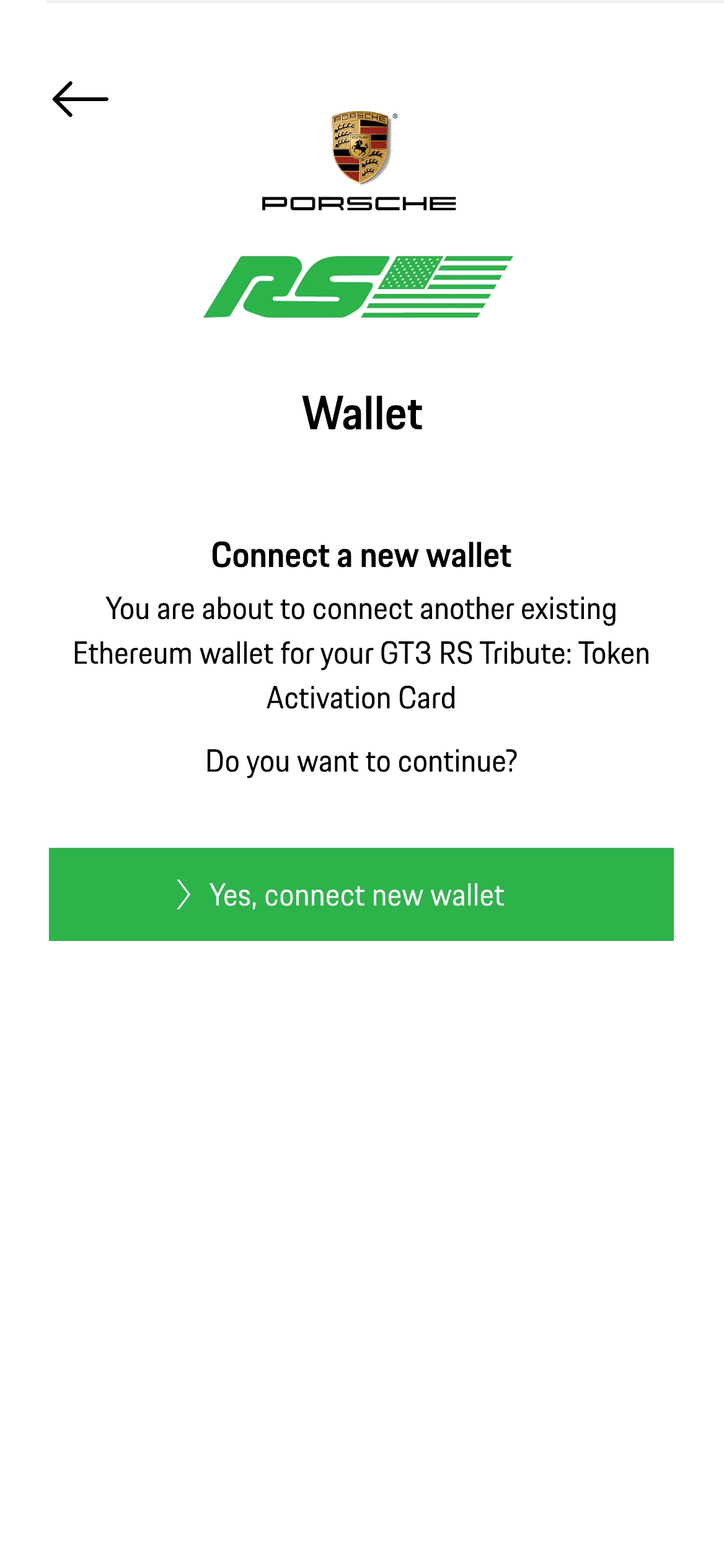 Connect a new wallet, explaining what will happen before it does