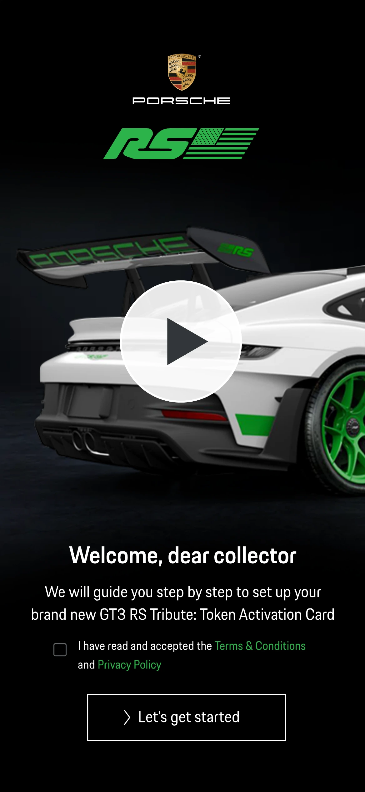 The same welcome screen in dark theme
